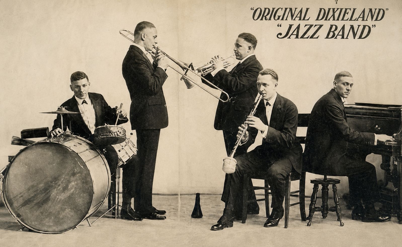 Tarjeta promocional de la Original Dixieland Jazz Band, c. 1918