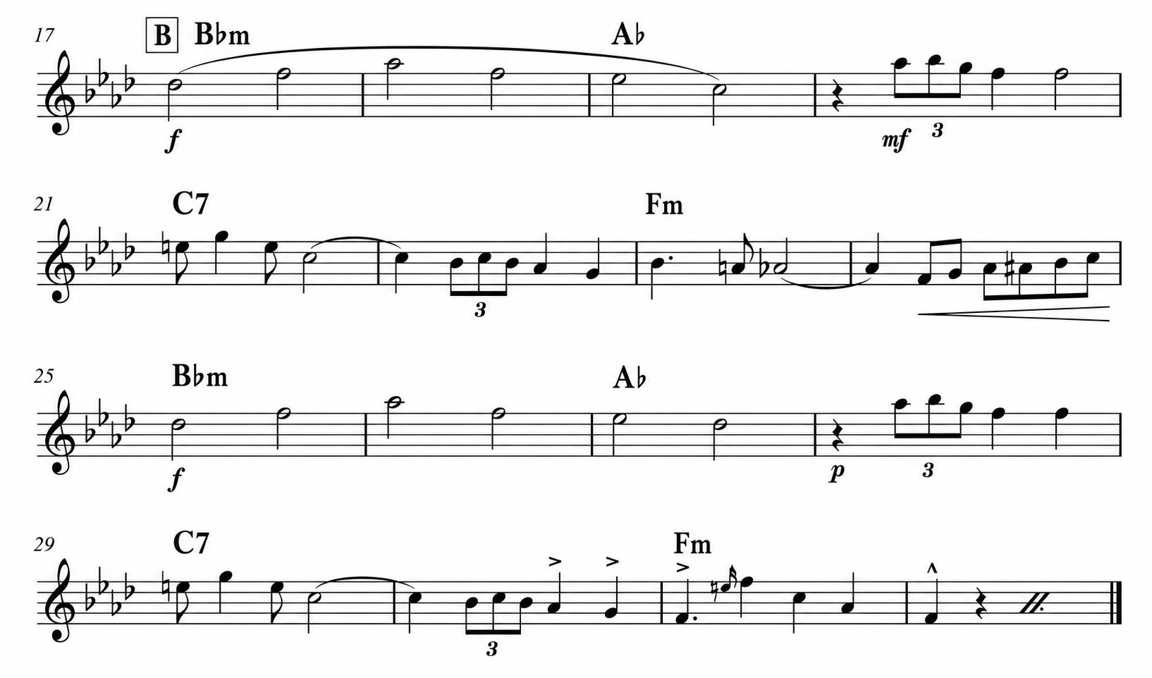Fragmento musical de la primera sección de «Atahualpa»