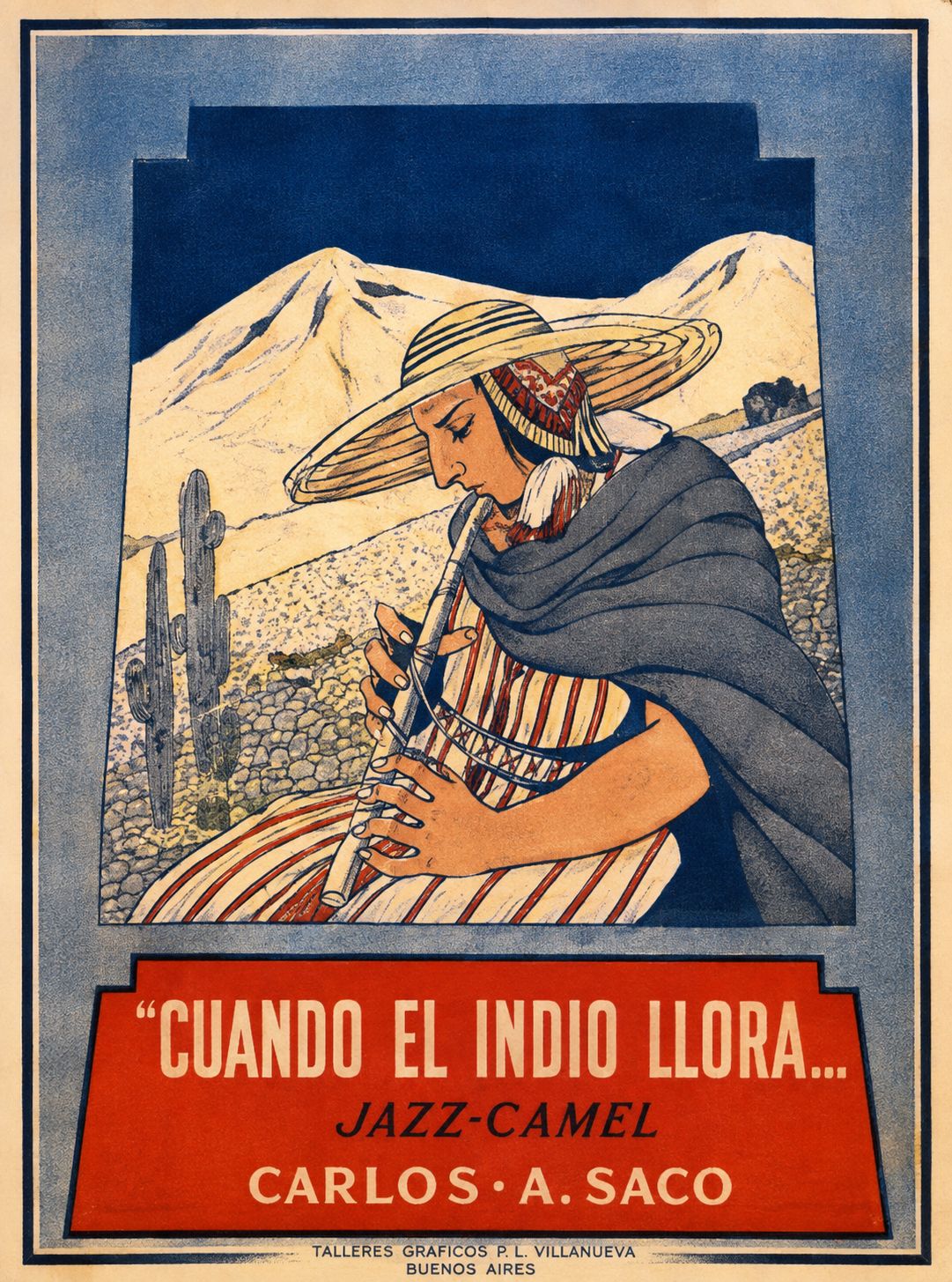 Portada de la partitura «Cuando el indio llora».
