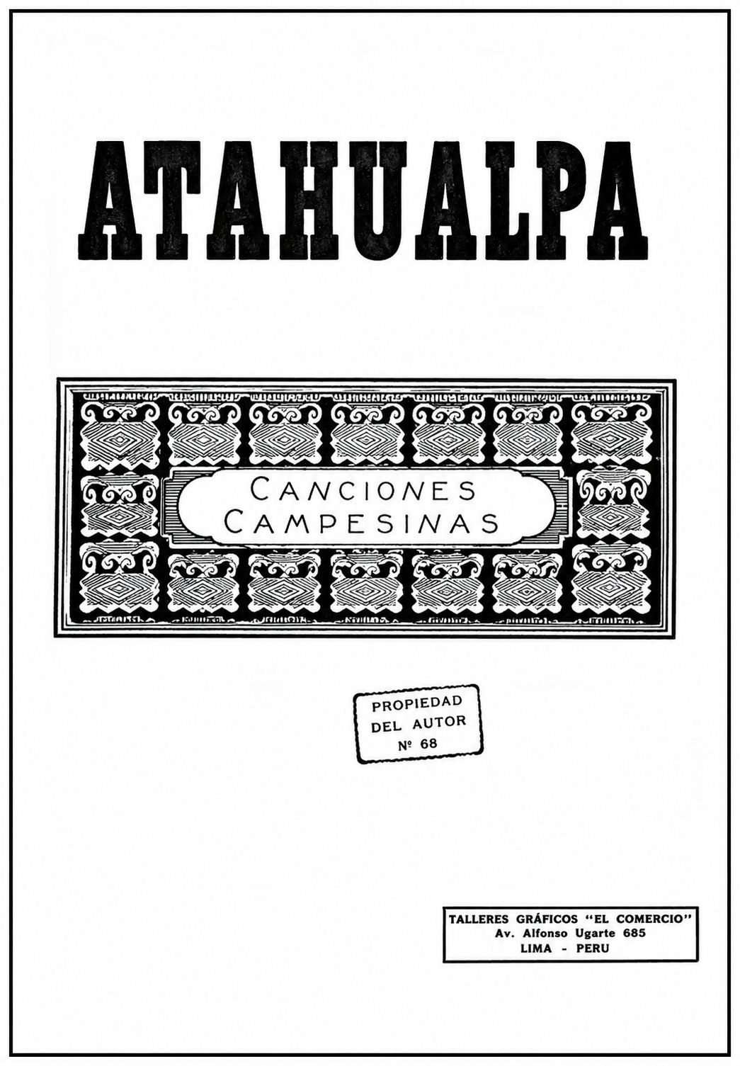 Portada de la partitura «Atahualpa»